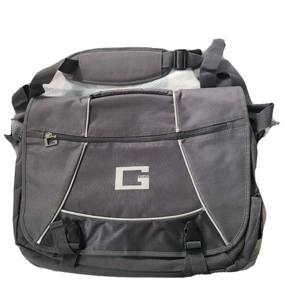 Guess  Messenger Bag Gray  nylon Unisex Crossbody Bag padded new  19x14